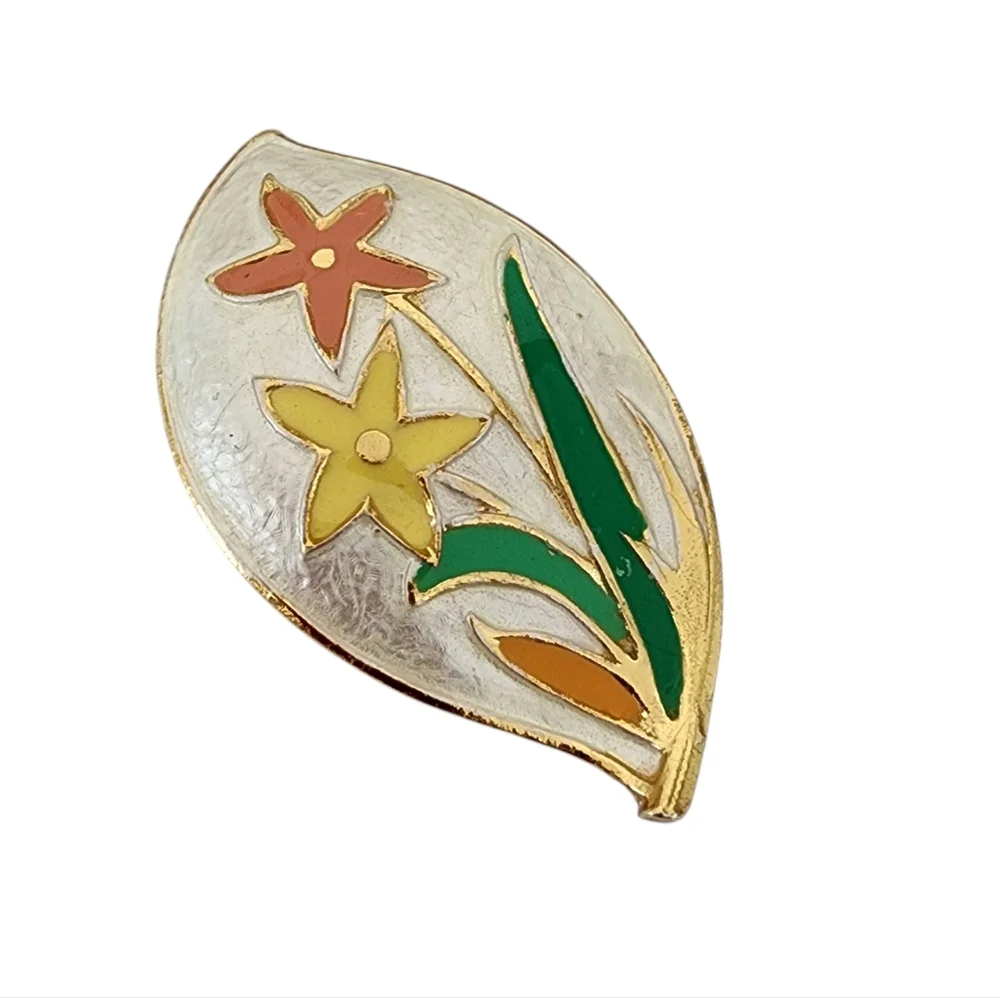 Park Lane vintage brooch pin pendant enamel flower brooch gold  A0252